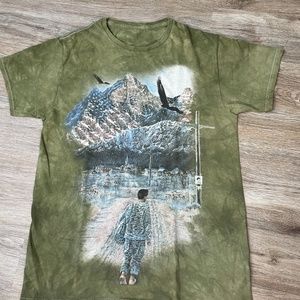 Patriotic Graphic Tee, US Mens S, Green